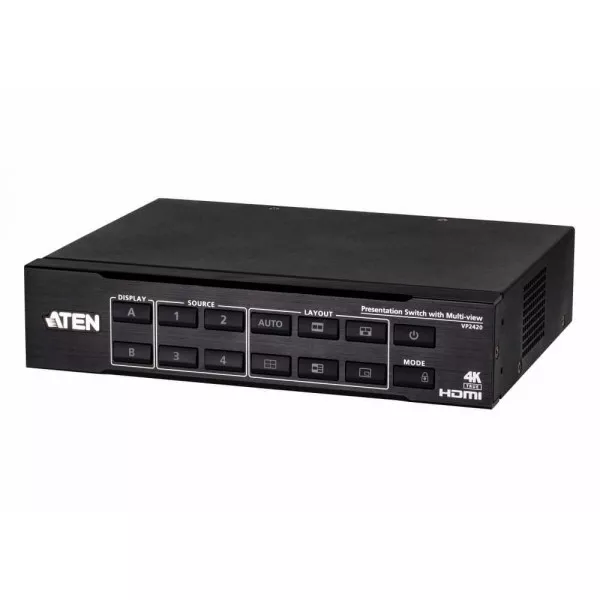 Презентационный коммутатор 4x2 Aten VP2420 True 4K HDMI с функцией Multi View