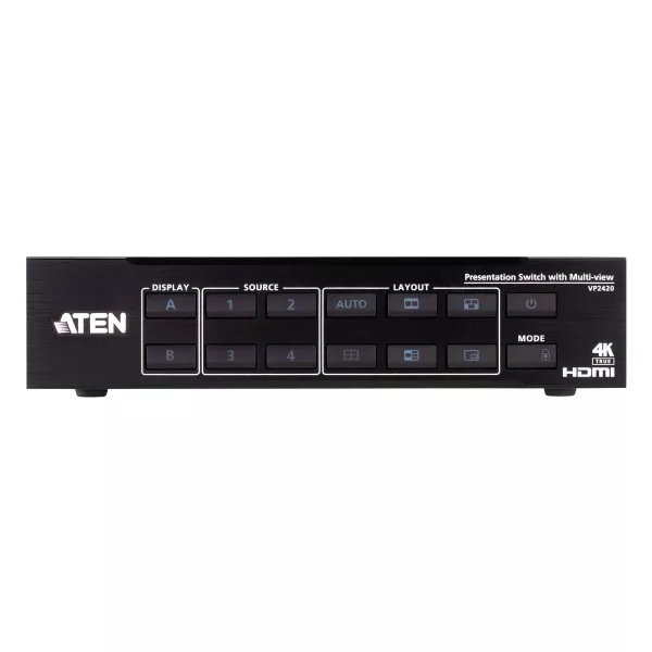 Презентационный коммутатор 4x2 Aten VP2420 True 4K HDMI с функцией Multi View