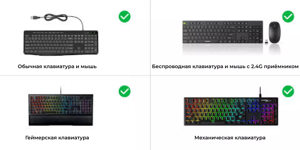 Отлично работает с различными клавиатурами