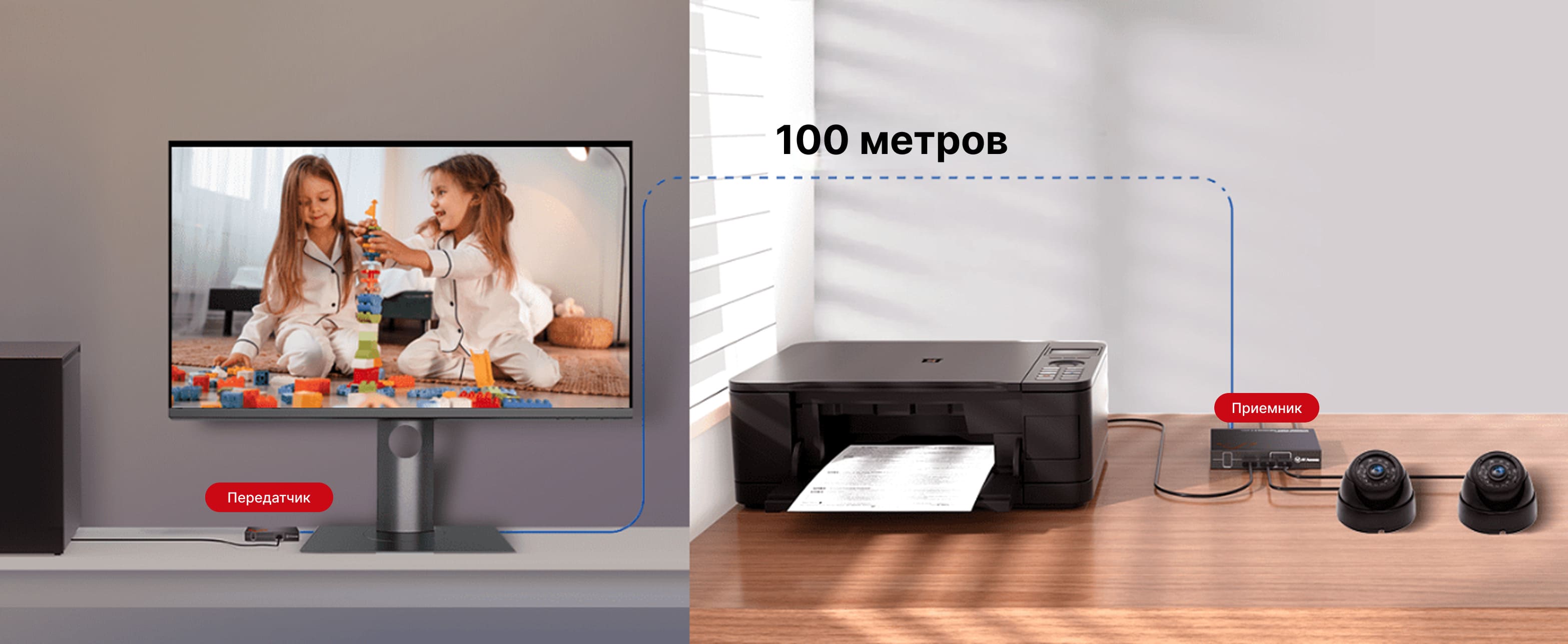 Дальность передачи до 100 метров с нулевой задержкой