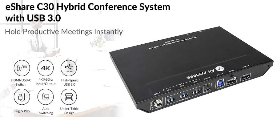 eShare C30 гибридная конференц система с USB 3.0 и HDMI