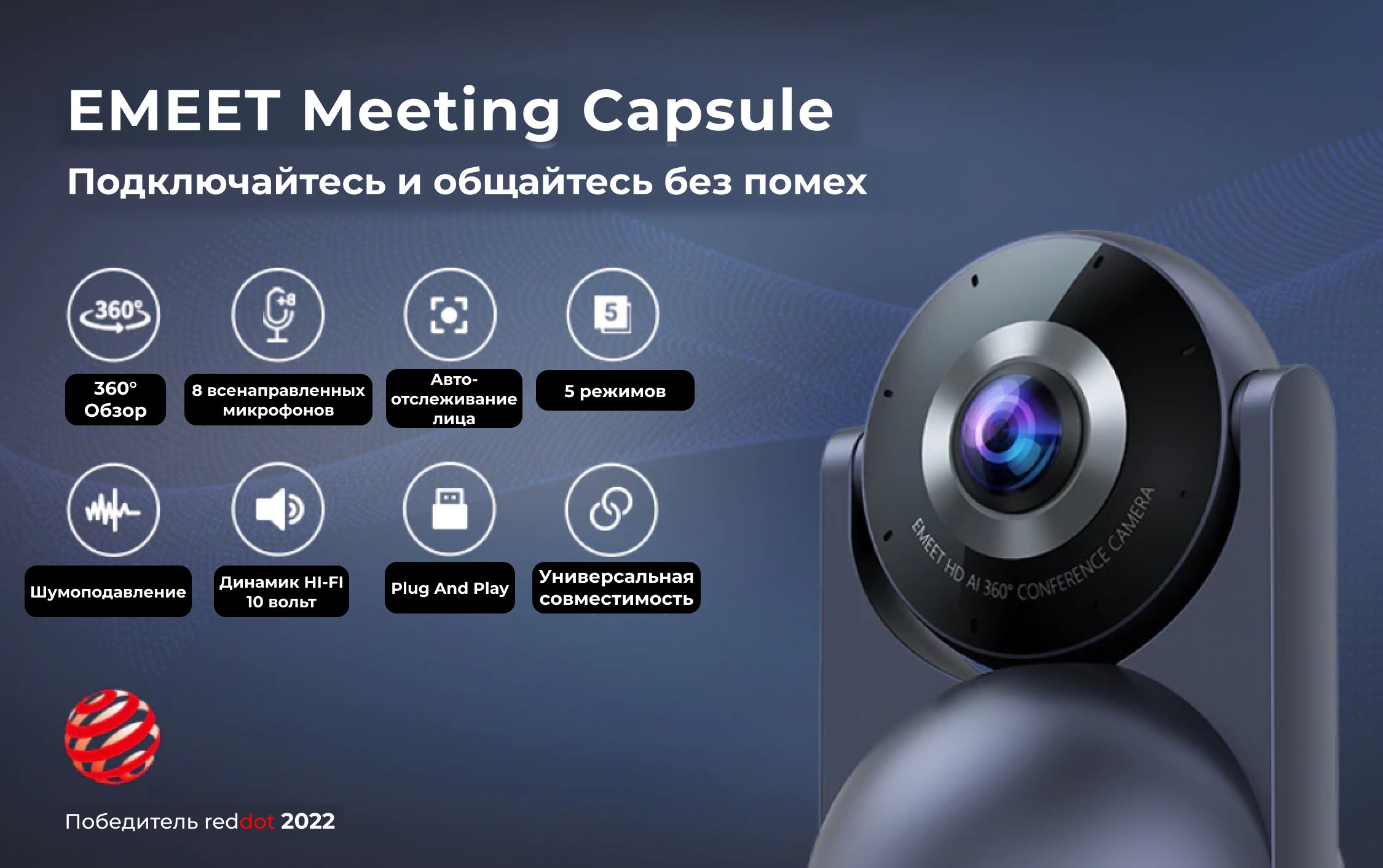 eMeet Meeting Capsule 3-в-1 для проведения эффективных онлайн-конференций